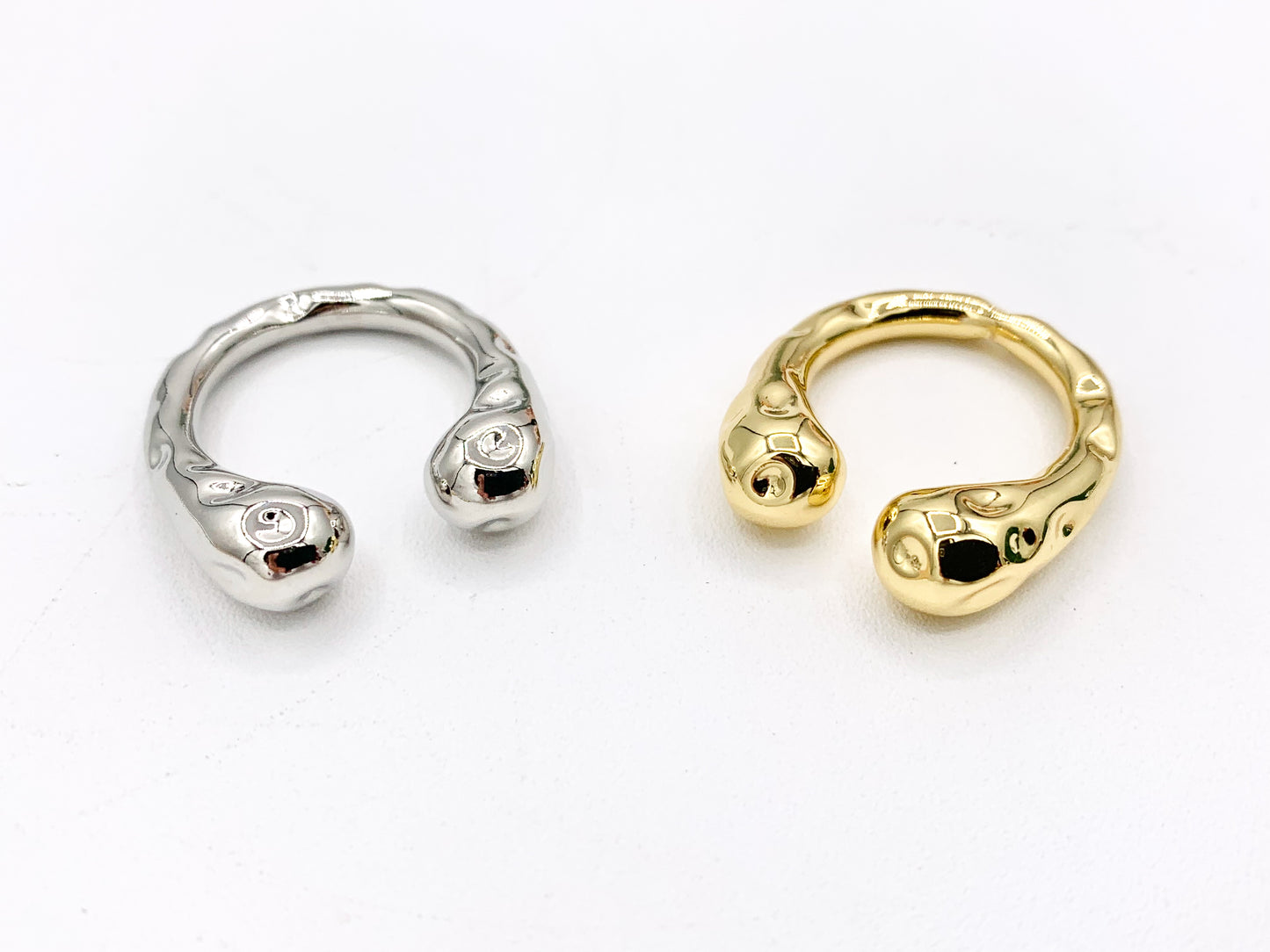 Simple Chunky Nugget Bypass Ring in 18K Gold And Platinum Plated Brass 5PCS