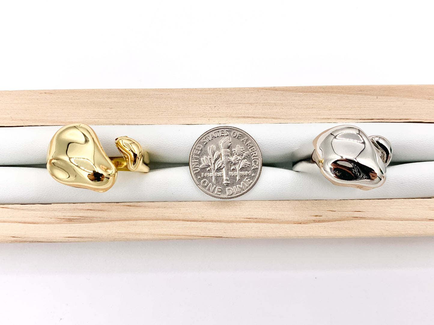 Simple Chunky Free Formed Nugget Bypass Ring in 18K Gold And Platinum Plated Brass 5PCS