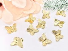 Cargar imagen en el visor de la galería, Beautiful Large Butterfly Pendant Charms/Connectors in 18K Gold Plated CZ Pave Over Copper 10PCS
