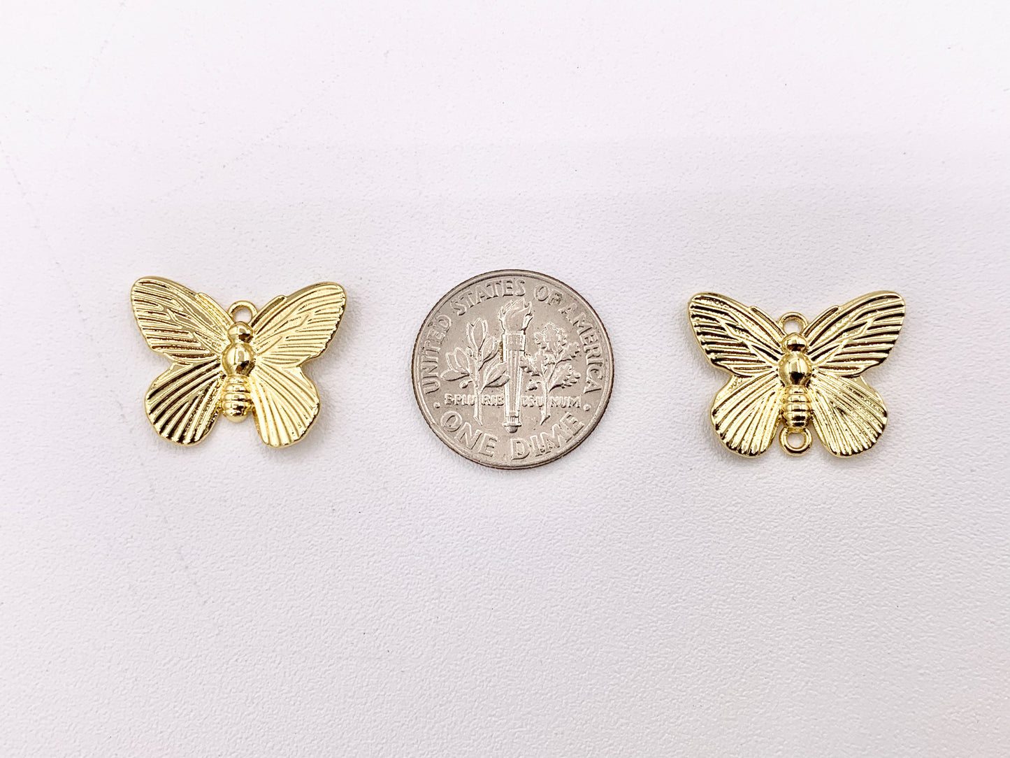 Beautiful Large Butterfly Pendant Charms/Connectors in 18K Gold Plated CZ Pave Over Copper 10PCS