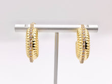 Load image into Gallery viewer, Designed Thick Snail Looking Hoop Earrings in 18K Gold/Platinum Plated CZ Pave Copper 4 PAIRS
