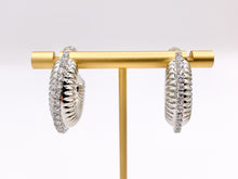 Load image into Gallery viewer, Designed Thick Snail Looking Hoop Earrings in 18K Gold/Platinum Plated CZ Pave Copper 4 PAIRS
