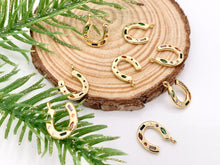 Cargar imagen en el visor de la galería, Multicolor CZ Horseshoe U Charm in Real 18K Gold Plated Over Copper 8 PCS
