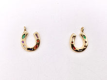 Cargar imagen en el visor de la galería, Multicolor CZ Horseshoe U Charm in Real 18K Gold Plated Over Copper 8 PCS
