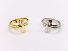 Load image into Gallery viewer, Plain Cross Open Adjustable Ring in 18K Gold and Platinum Plated  5PCS
