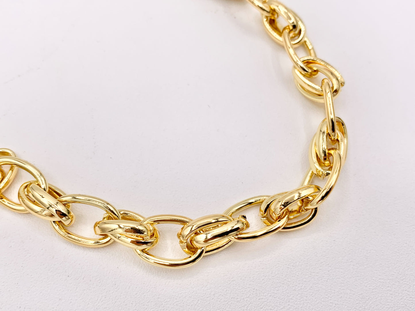 Chunky Oval Links Necklace Gold/Platinum Plated Copper Finished Necklace 17" with 2" Extension Link 3 PCS