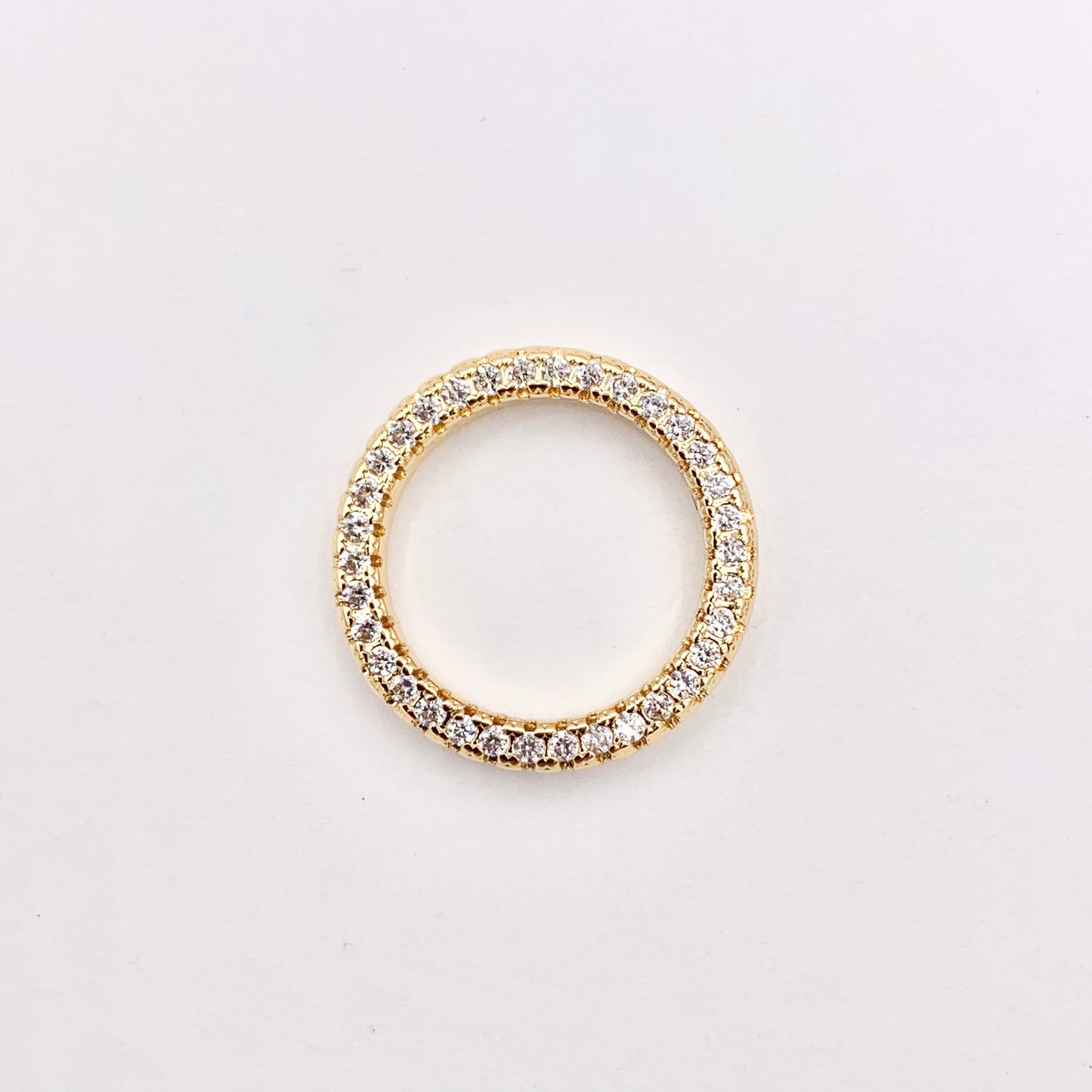 Dainty Simple Circle Ring Charms with CZ Pave in 18K Gold Plated Copper 10 PCS