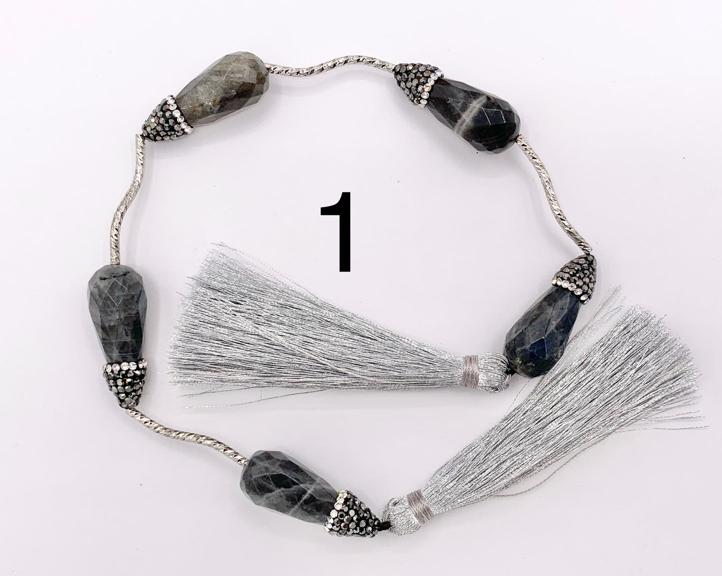 Beautiful Teardrop Stone Faceted Beads With Rhinestones Rose Quartz/ Pink Moonstone/ Lapis/ Peruvian Amazonite/ Labradorite Beads (1 Strand)