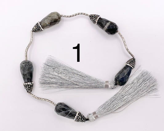 Beautiful Teardrop Stone Faceted Beads With Rhinestones Rose Quartz/ Pink Moonstone/ Lapis/ Peruvian Amazonite/ Labradorite Beads (1 Strand)