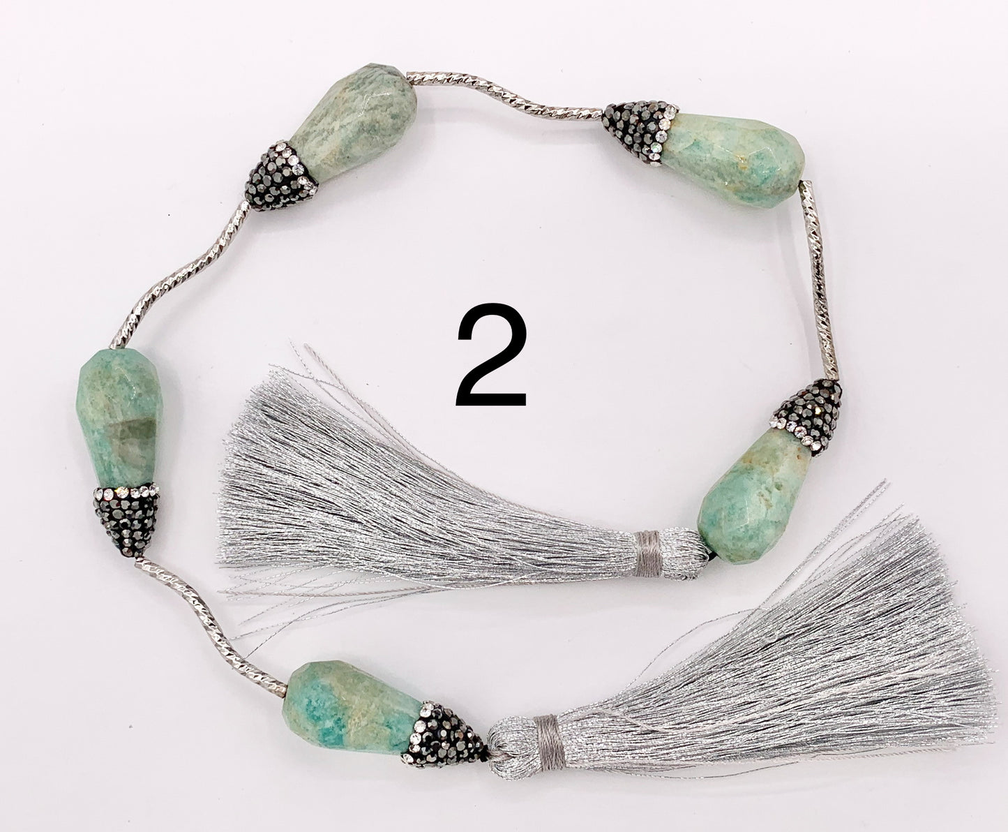 Beautiful Teardrop Stone Faceted Beads With Rhinestones Rose Quartz/ Pink Moonstone/ Lapis/ Peruvian Amazonite/ Labradorite Beads (1 Strand)