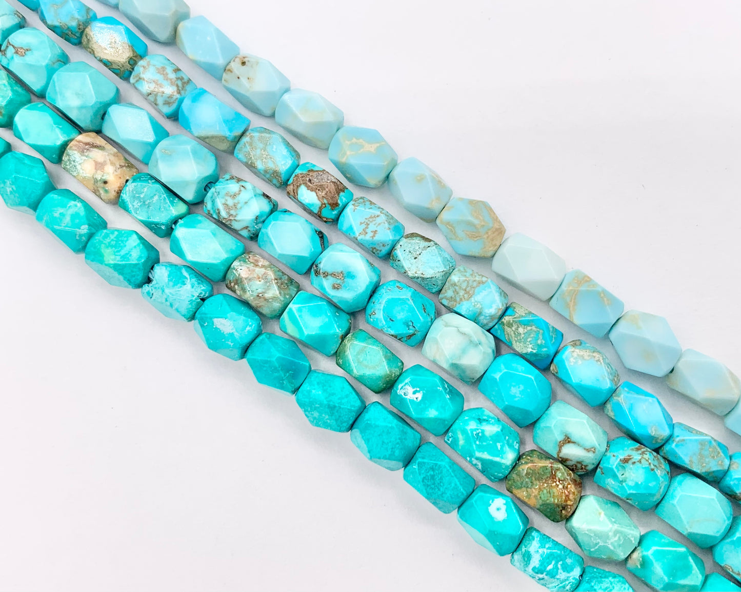 4x6mm Natural Magnesite Blue/Green/Turquoise Color Faceted Cylinder Tube Beads 1 Strand