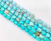 Cargar imagen en el visor de la galería, 4x6mm Natural Magnesite Blue/Green/Turquoise Color Faceted Cylinder Tube Beads 1 Strand
