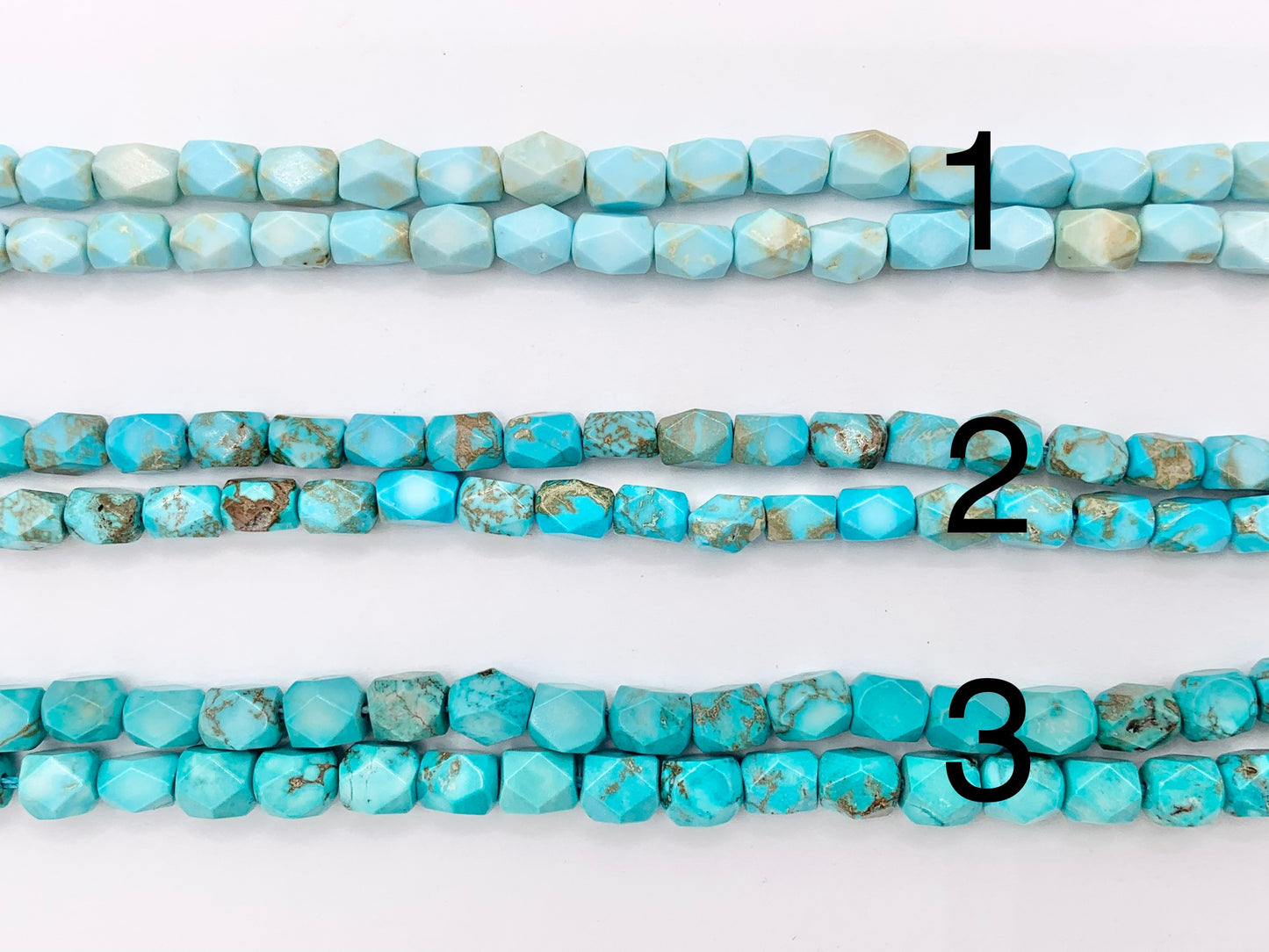 4x6mm Natural Magnesite Blue/Green/Turquoise Color Faceted Cylinder Tube Beads 1 Strand