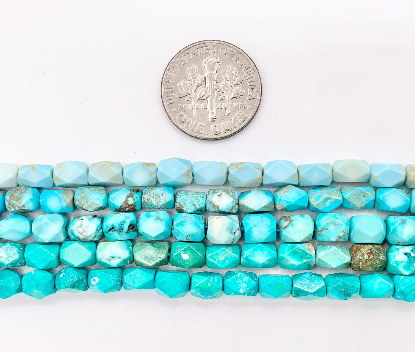 4x6mm Natural Magnesite Blue/Green/Turquoise Color Faceted Cylinder Tube Beads 1 Strand