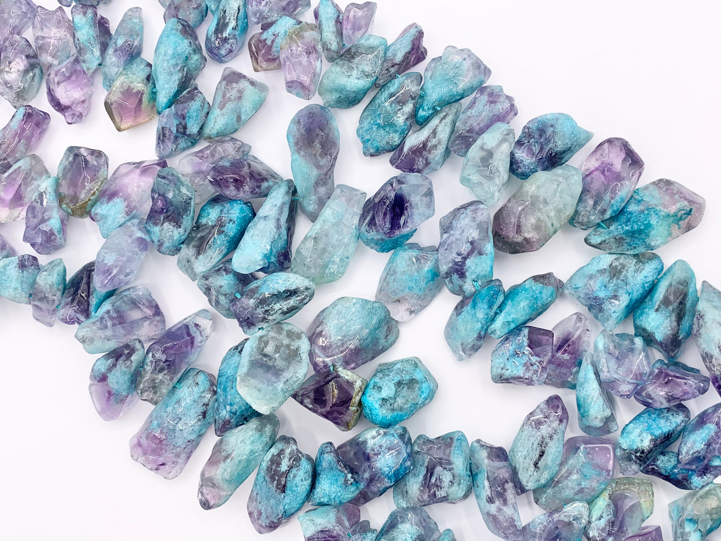 Purple Blue Amethyst Teeth Beads Natural Stone Graduated Beads 15-16"