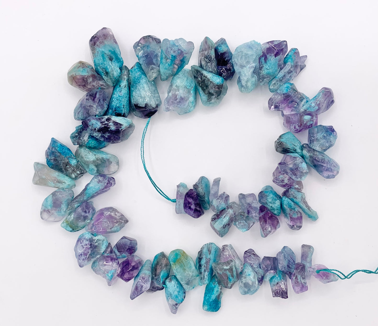 Purple Blue Amethyst Teeth Beads Natural Stone Graduated Beads 15-16"