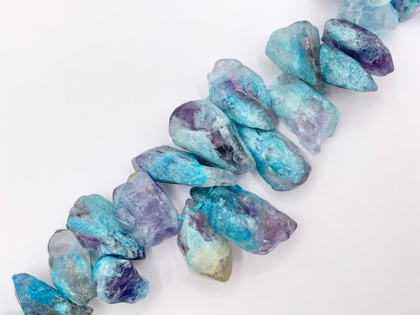 Purple Blue Amethyst Teeth Beads Natural Stone Graduated Beads 15-16"