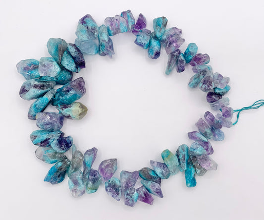 Purple Blue Amethyst Teeth Beads Natural Stone Graduated Beads 15-16"