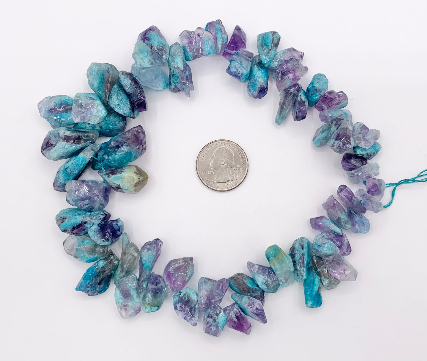 Purple Blue Amethyst Teeth Beads Natural Stone Graduated Beads 15-16"