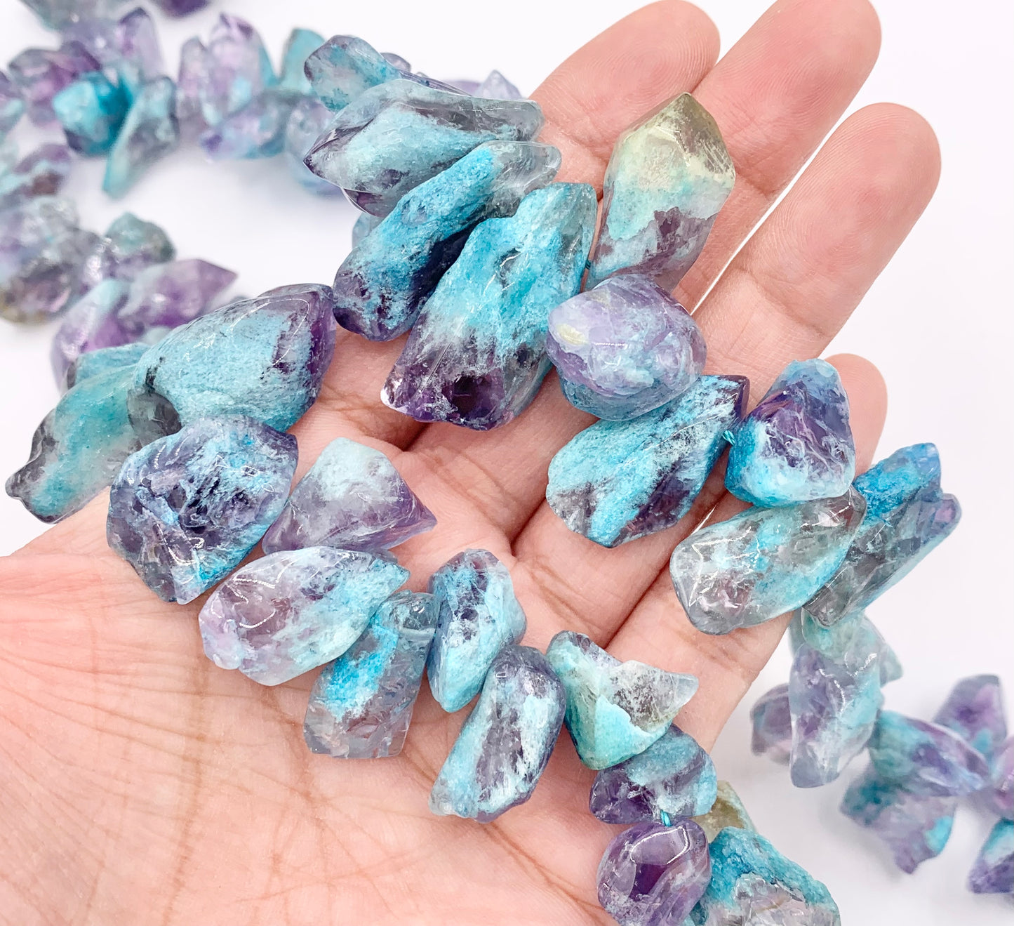 Purple Blue Amethyst Teeth Beads Natural Stone Graduated Beads 15-16"