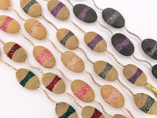 Luxury Oval Rhinestone Beads with Gold/Gunmetal Chain Wired Available in 8 Colors (1 Strand)