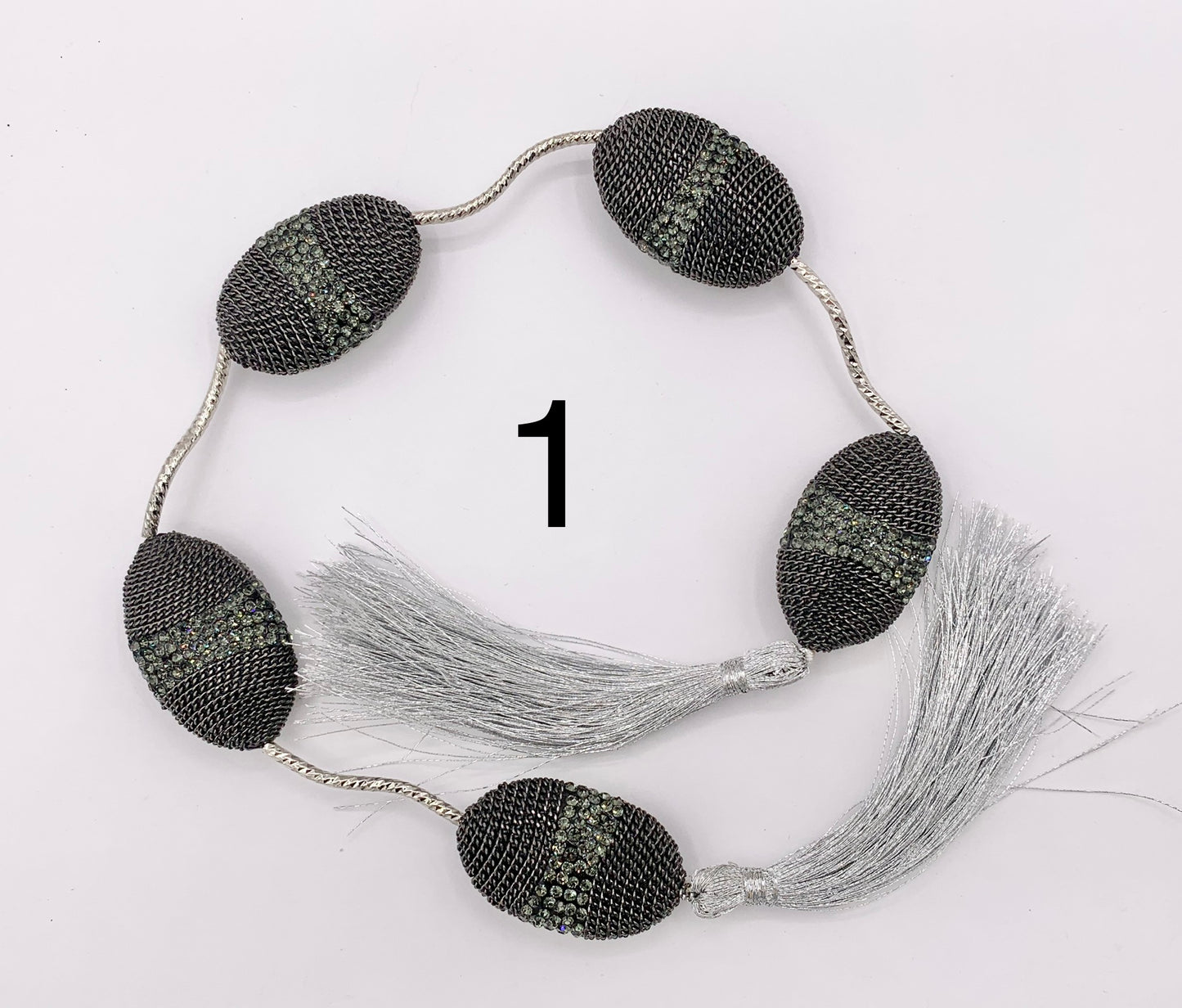 Luxury Oval Rhinestone Beads with Gold/Gunmetal Chain Wired Available in 8 Colors (1 Strand)