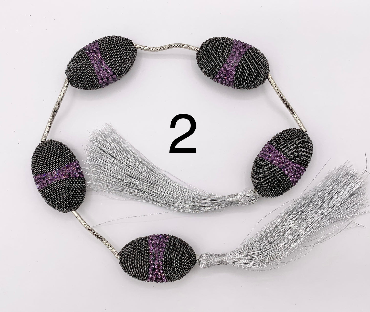 Luxury Oval Rhinestone Beads with Gold/Gunmetal Chain Wired Available in 8 Colors (1 Strand)