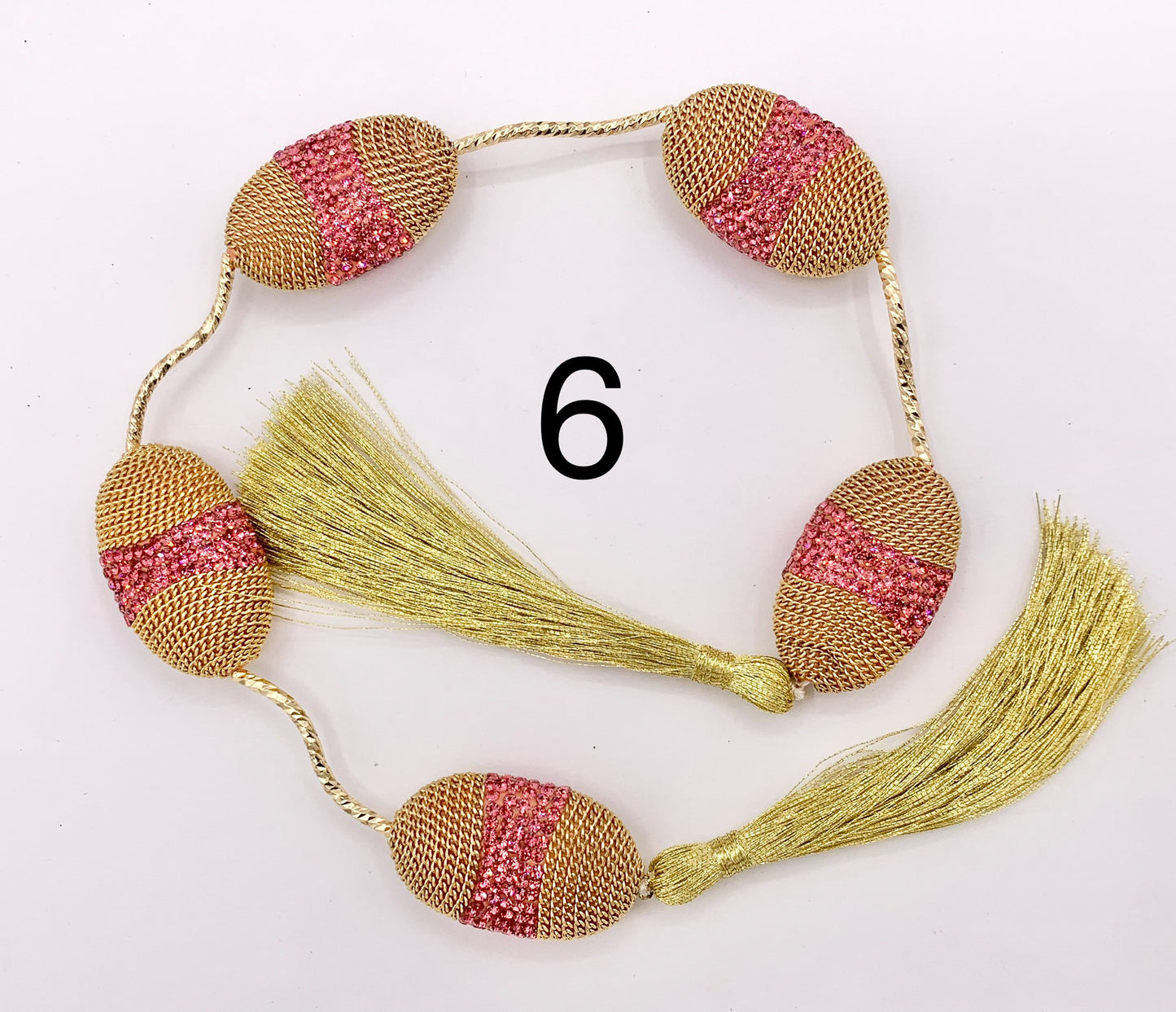 Luxury Oval Rhinestone Beads with Gold/Gunmetal Chain Wired Available in 8 Colors (1 Strand)