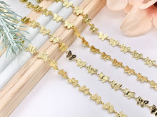 Load image into Gallery viewer, Cute Detailed Butterfly Chain in 18K Gold Plated Copper By The Spool
