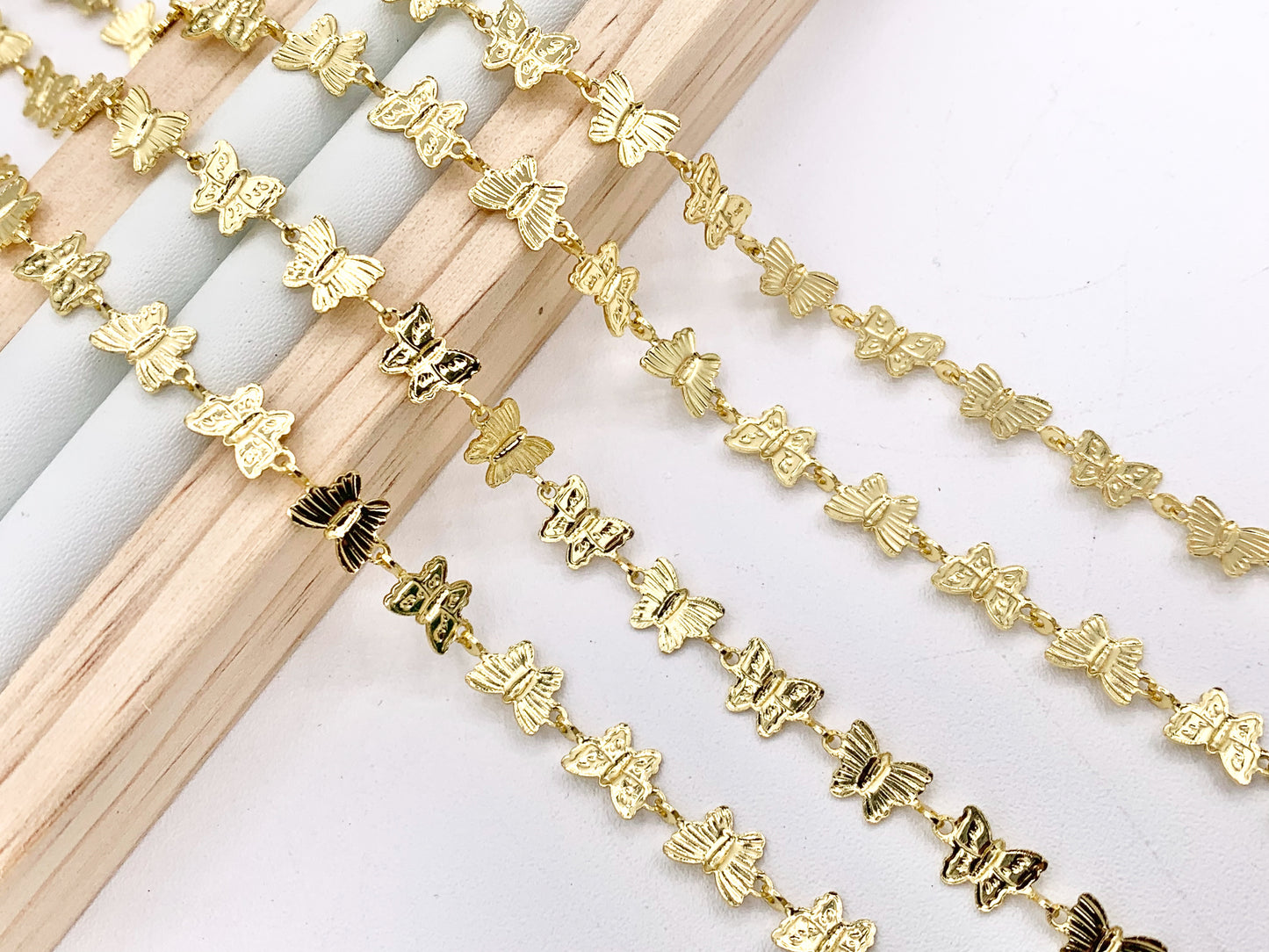 Cute Detailed Butterfly Chain in 18K Gold Plated Copper By The Spool