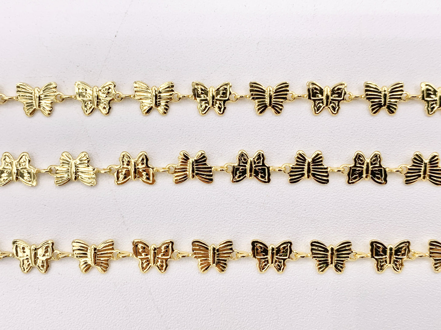 Cute Detailed Butterfly Chain in 18K Gold Plated Copper By The Spool
