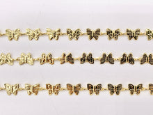 Load image into Gallery viewer, Cute Detailed Butterfly Chain in 18K Gold Plated Copper By The Spool
