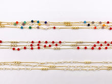 Load image into Gallery viewer, Wired Crystal Beaded Chain in 18K Gold Plated Copper By The Spool For Jewelry Making
