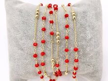 Load image into Gallery viewer, Wired Crystal Beaded Chain in 18K Gold Plated Copper By The Spool For Jewelry Making
