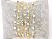 Load image into Gallery viewer, Wired Crystal Beaded Chain in 18K Gold Plated Copper By The Spool For Jewelry Making
