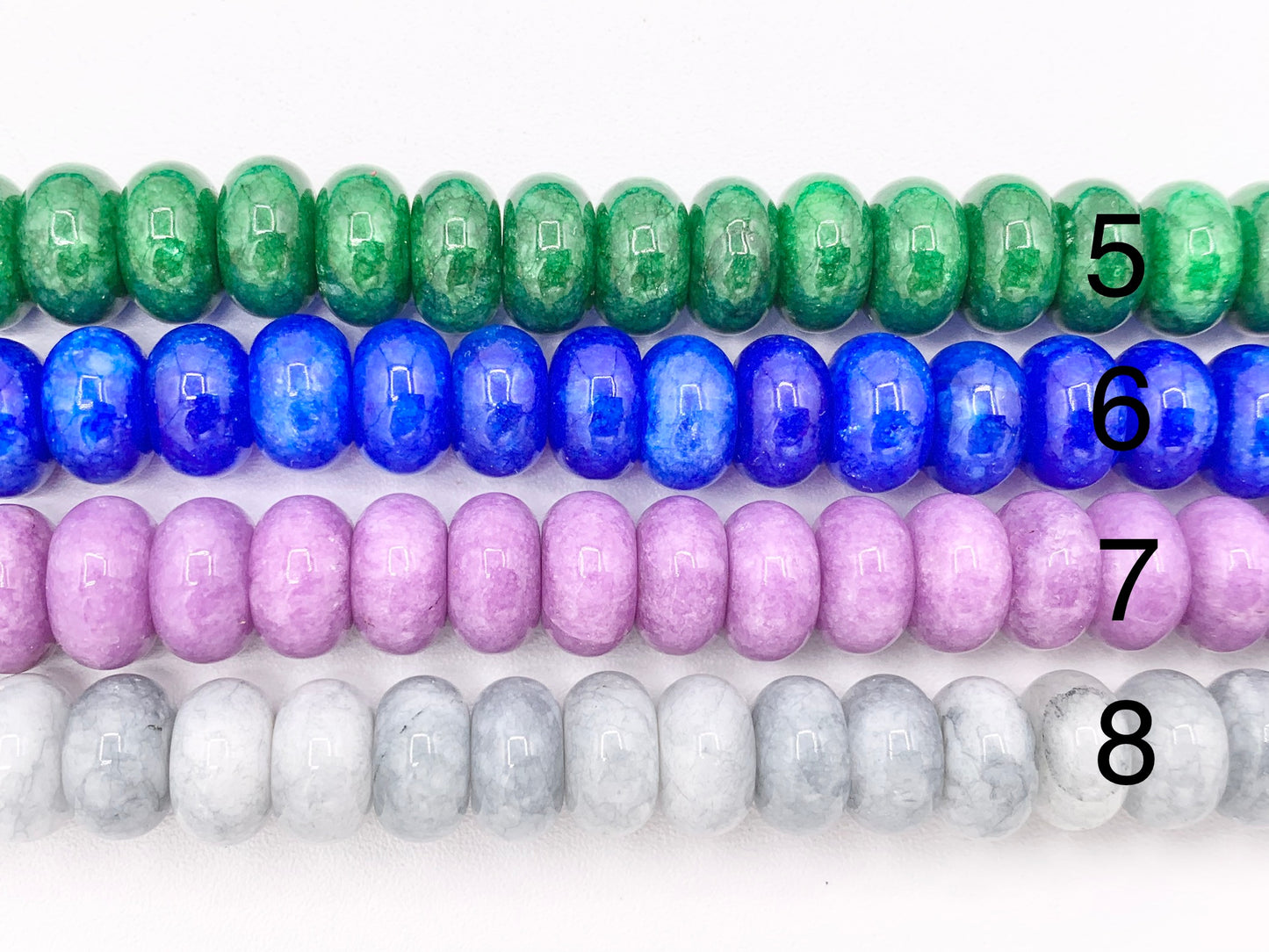 6x10mm Beautiful Dyed Jade Smooth Rondelle Beads | Multicolor Dyed Jade Imitation Stone Beads Around 15" | Price Per Strand