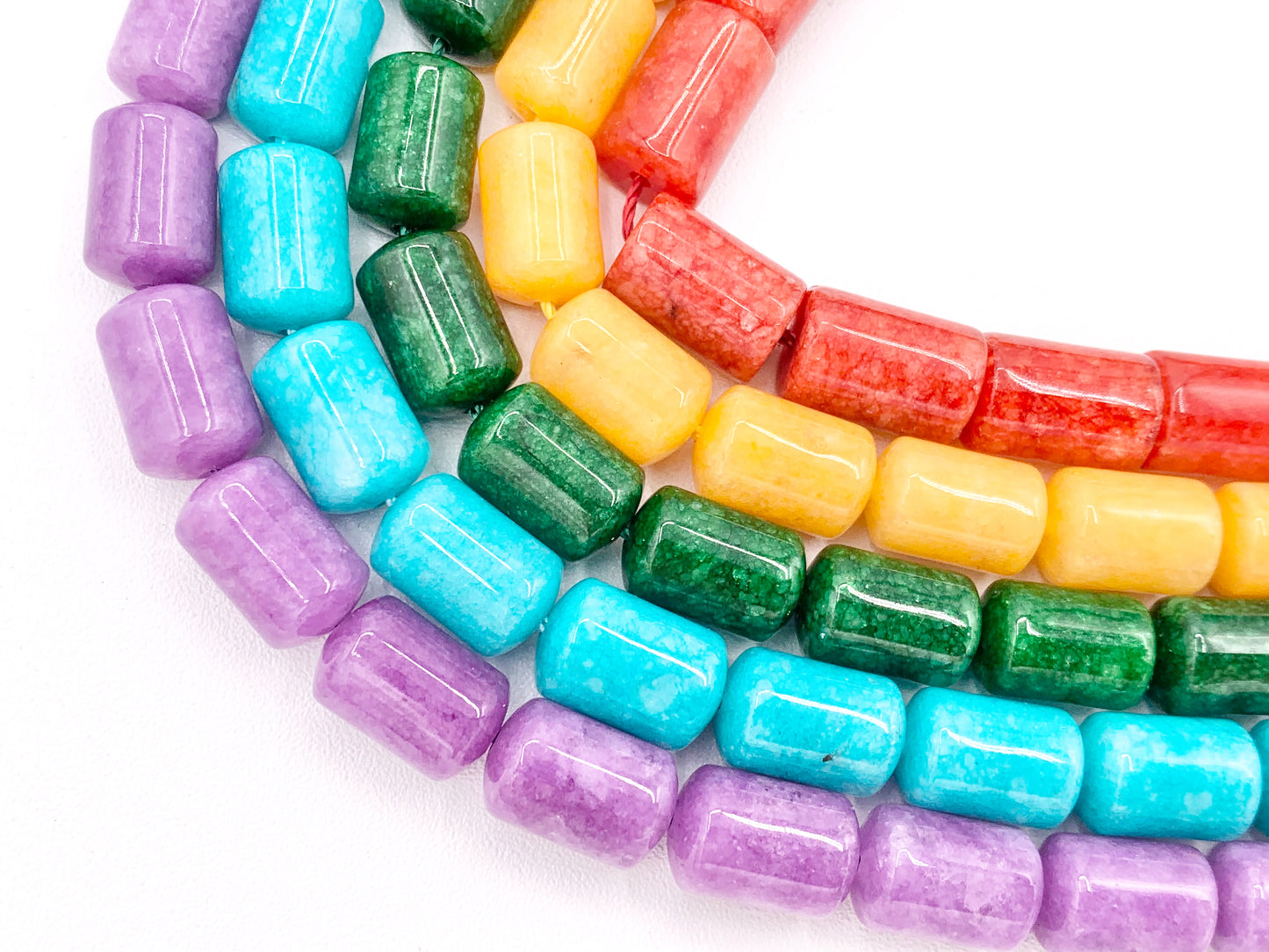 8x12mm Beautiful Dyed Jade Smooth Tube Beads | Multicolor Dyed Jade Imitation Stone Beads Around 15" | Price Per Strand