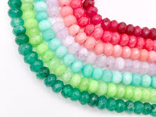 Cargar imagen en el visor de la galería, 5x8mm Beautiful Dyed Jade Faceted Rondelle Beads | Multicolor Dyed Jade Imitation Stone Beads Around 14-15&quot; | Price Per Strand
