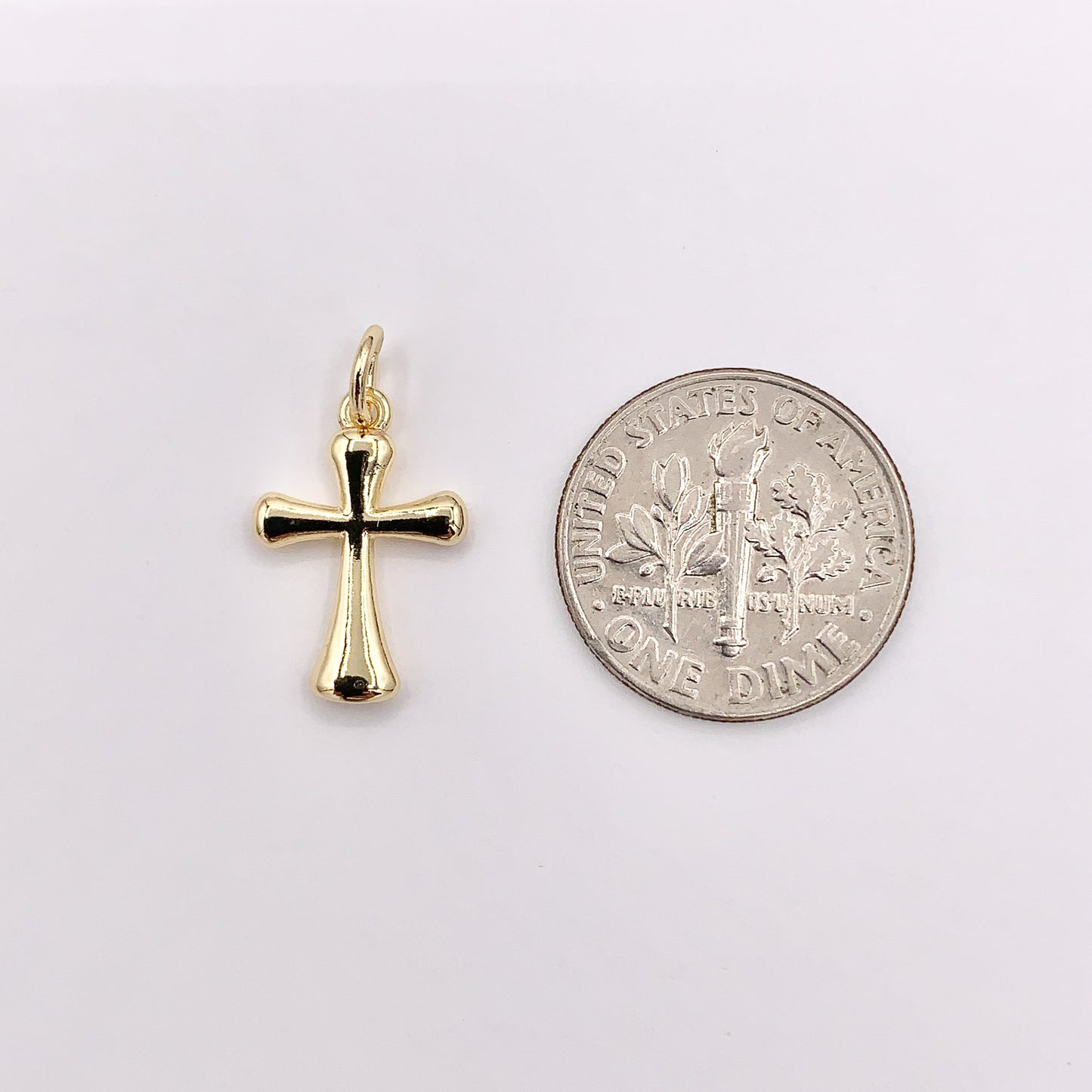 Tiny Dainty Gold Cross Charms in 18K Gold Plated Copper 15 PCS