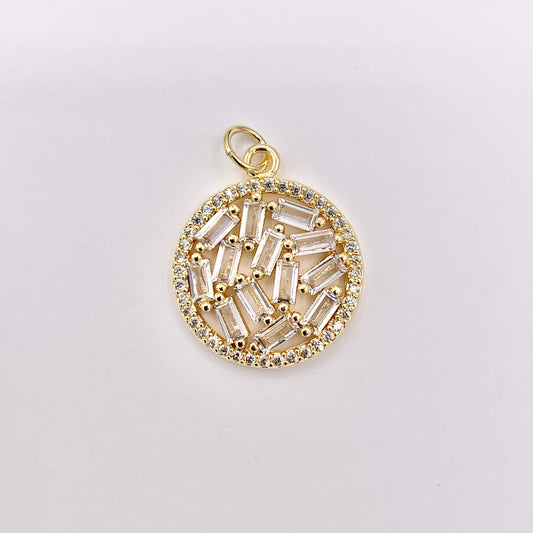 Dainty Coin Charms with CZ Pave in 18K Gold Plated Copper 5 PCS