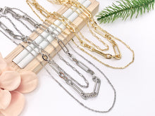 Cargar imagen en el visor de la galería, Maximalist 3 Layers Paperclip Chain Necklace in 18K Gold/Silver Plated Copper Necklace with Extension Link
