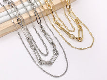 Cargar imagen en el visor de la galería, Maximalist 3 Layers Paperclip Chain Necklace in 18K Gold/Silver Plated Copper Necklace with Extension Link
