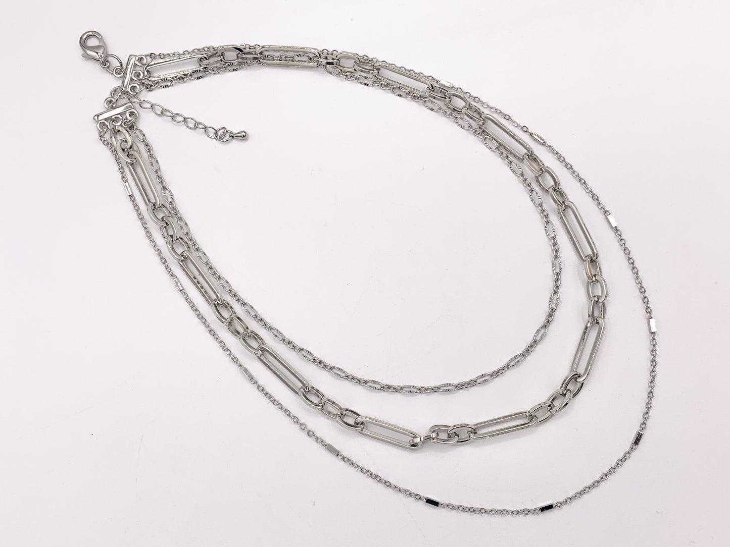 Maximalist 3 Layers Paperclip Chain Necklace in 18K Gold/Silver Plated Copper Necklace with Extension Link