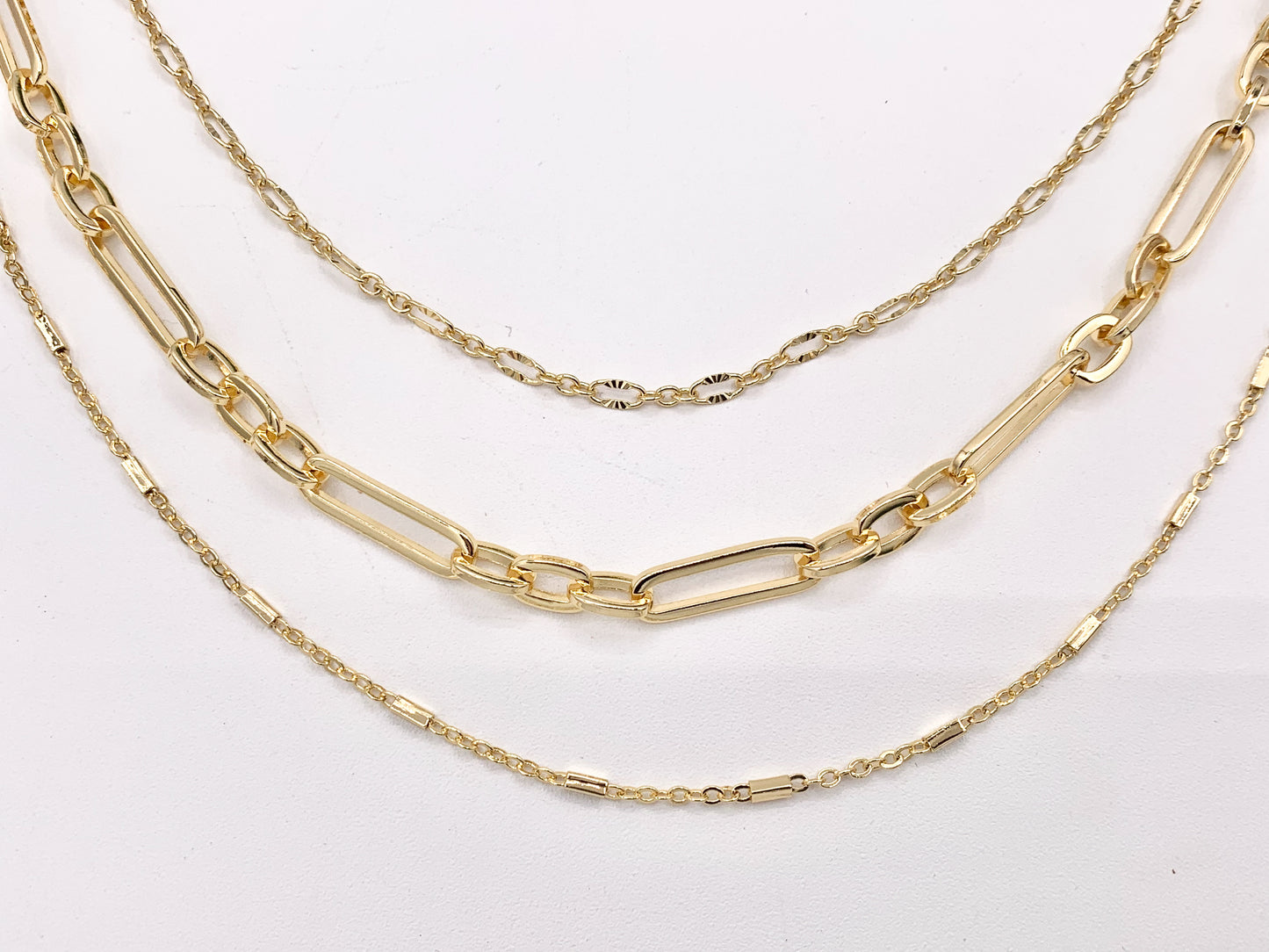 Maximalist 3 Layers Paperclip Chain Necklace in 18K Gold/Silver Plated Copper Necklace with Extension Link