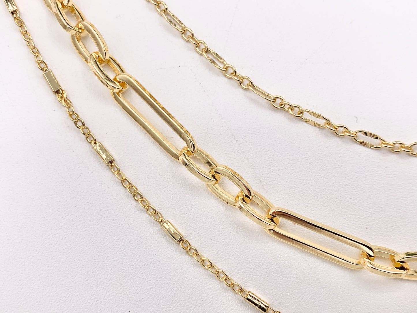 Maximalist 3 Layers Paperclip Chain Necklace in 18K Gold/Silver Plated Copper Necklace with Extension Link