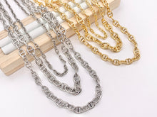 Load image into Gallery viewer, Maximalist 3 Layers Mariner Link Chain Necklace in 18K Gold/Silver Plated Copper Layered Necklace with Extension Link
