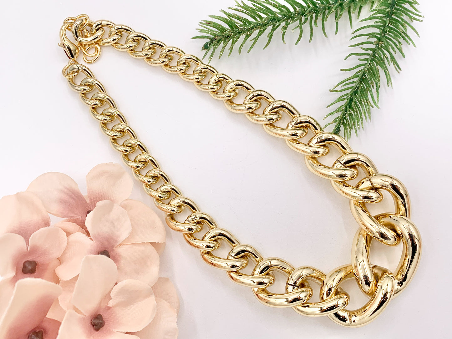 Chunky Oval Link Chain Necklace in Gold/Silver 2 Tone Plated Copper Finished Necklace 18" with 2" Extension Link
