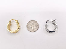 Cargar imagen en el visor de la galería, Fancy Baguette Earring Hoop Huggies in Real Gold/Silver 18K Micro Pave CZ 3 PAIRS
