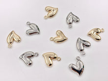 Load image into Gallery viewer, Cute Puffy Abstract Heart Pendant Charms in 18K Gold or Silver Plated Copper 10 PCS
