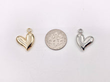 Load image into Gallery viewer, Cute Puffy Abstract Heart Pendant Charms in 18K Gold or Silver Plated Copper 10 PCS
